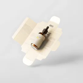 Unfolded Box and Amber Glass Dropper Bottle 05